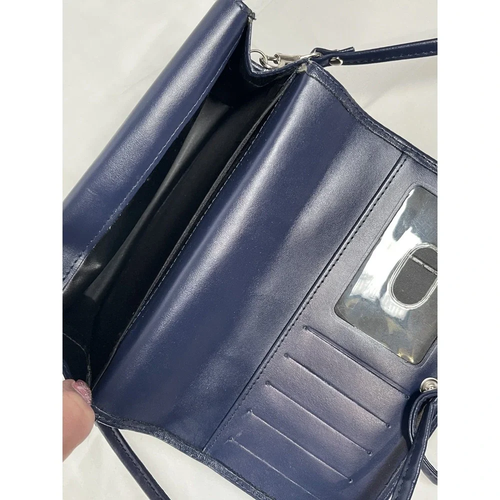 BUXTON Navy‎ Blue Crossbody Organizer Double Snap Removable Strap